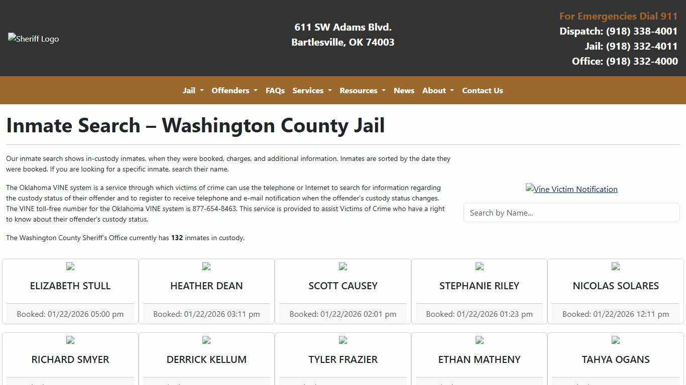 Inmate Search Washington County Sheriff's Office